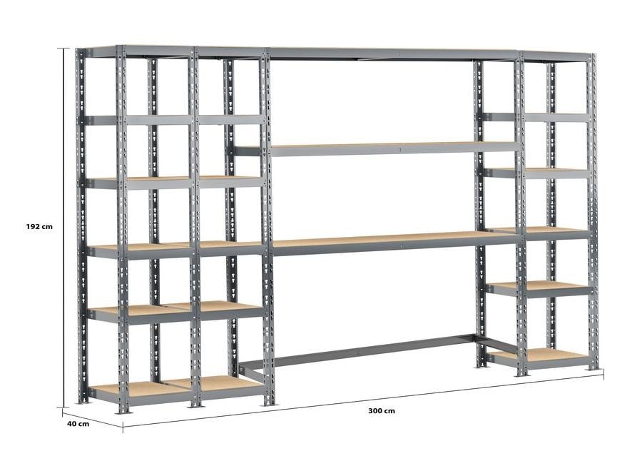 Modulö Storage Concept rangement de garage - longueur 290 cm - 16 p