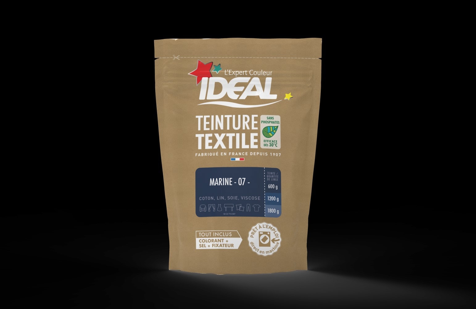 Teinture textile ideal bleu marine 0.35 kilogramme IDEAL Pas Cher 