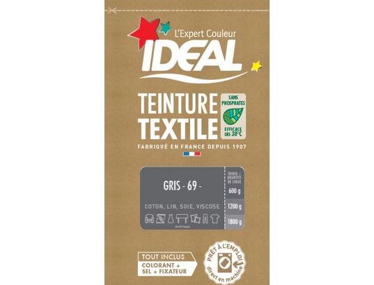 Teinture textile ideal gris 0.35 kilogramme IDEAL Pas Cher