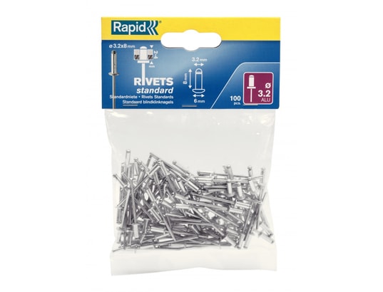 100 Rivets En Aluminium Tête Ronde 2,5x8 Mm - Lot De 100 Pièces, Marque Novara Metalli