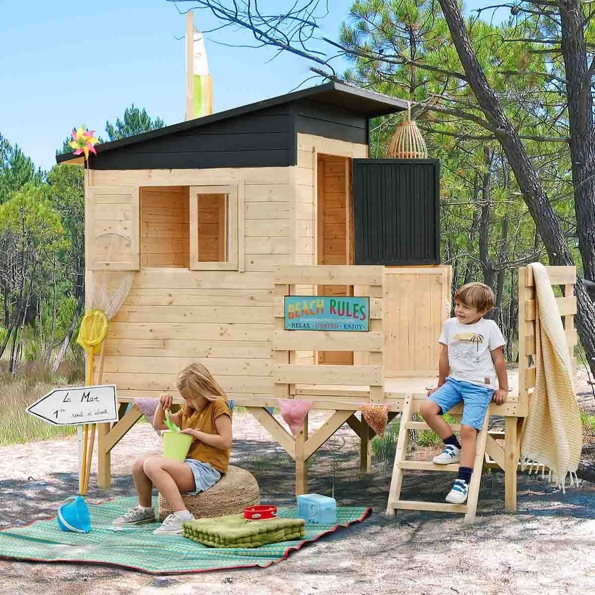 Cabane en bois avec pergola pour enfants Eugénie - Soulet
