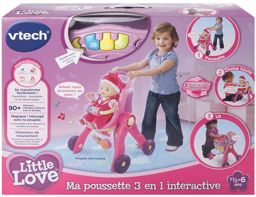 Poussette Coeurs Love Avec Poupée Jouet Simulation Fille Bébé Jouet  Educatif Cadeau