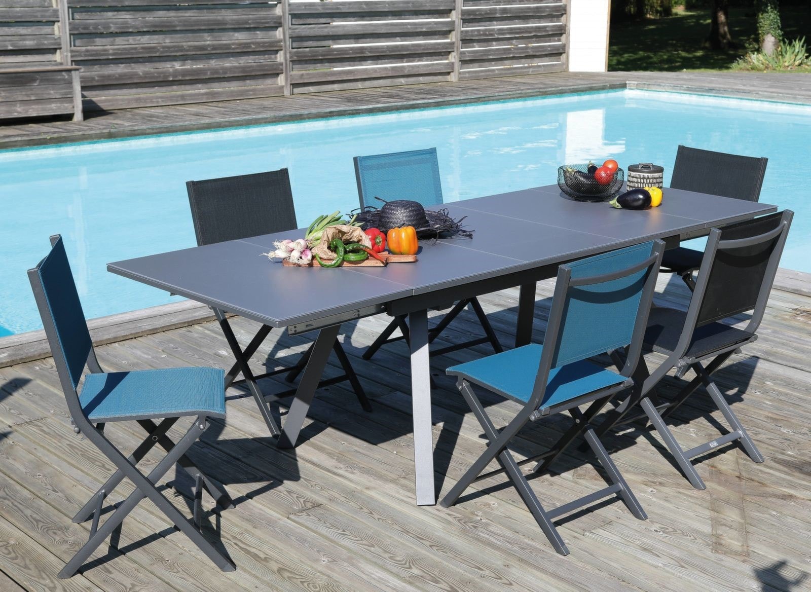 Ensemble Table De Jardin Agra Extensible Grap Gris Chaises