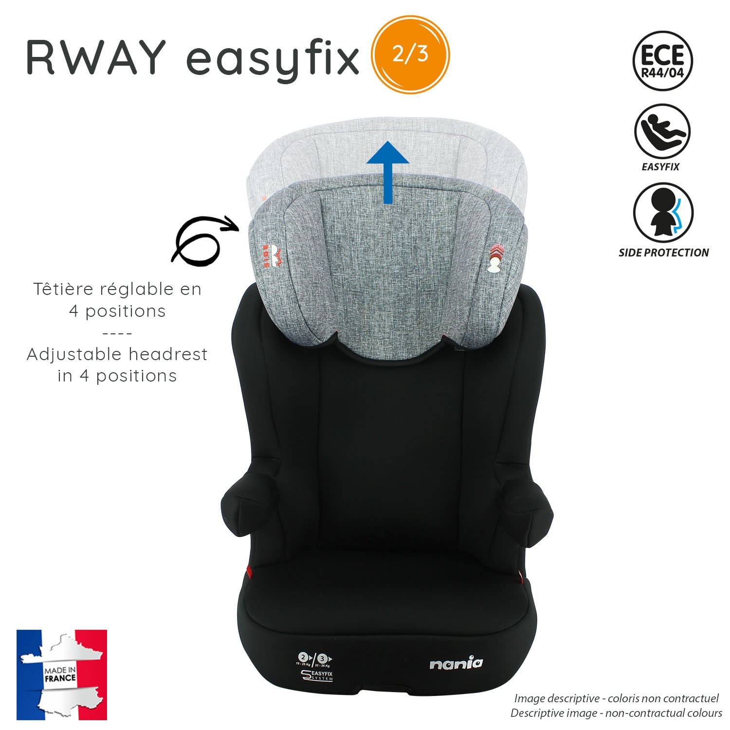 Siège auto rehausseur ISOFIX 15-36kg Nania Rway - Fabriqué en France - Luxe  gris - Siège Auto/Groupe 2/3 (De 15kg à 36kg) - tendresse de bébé