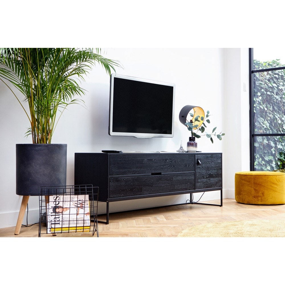 Meuble TV d'angle en bois et métal L120cm - IVICA