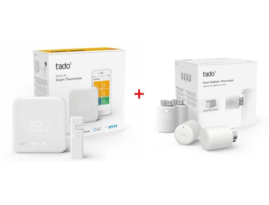 Thermostat intelligent TADO Kit de démarrage V3+ et 2 têtes thermostatiques  Pas Cher 