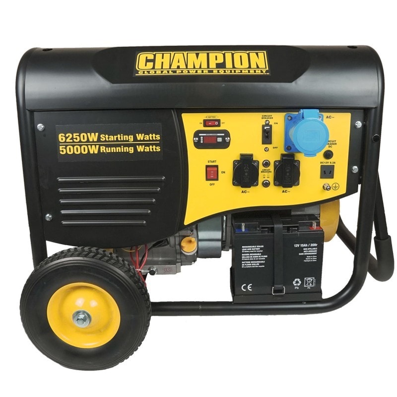 Groupe électrogène essence monophasé 6250w champion démarrage