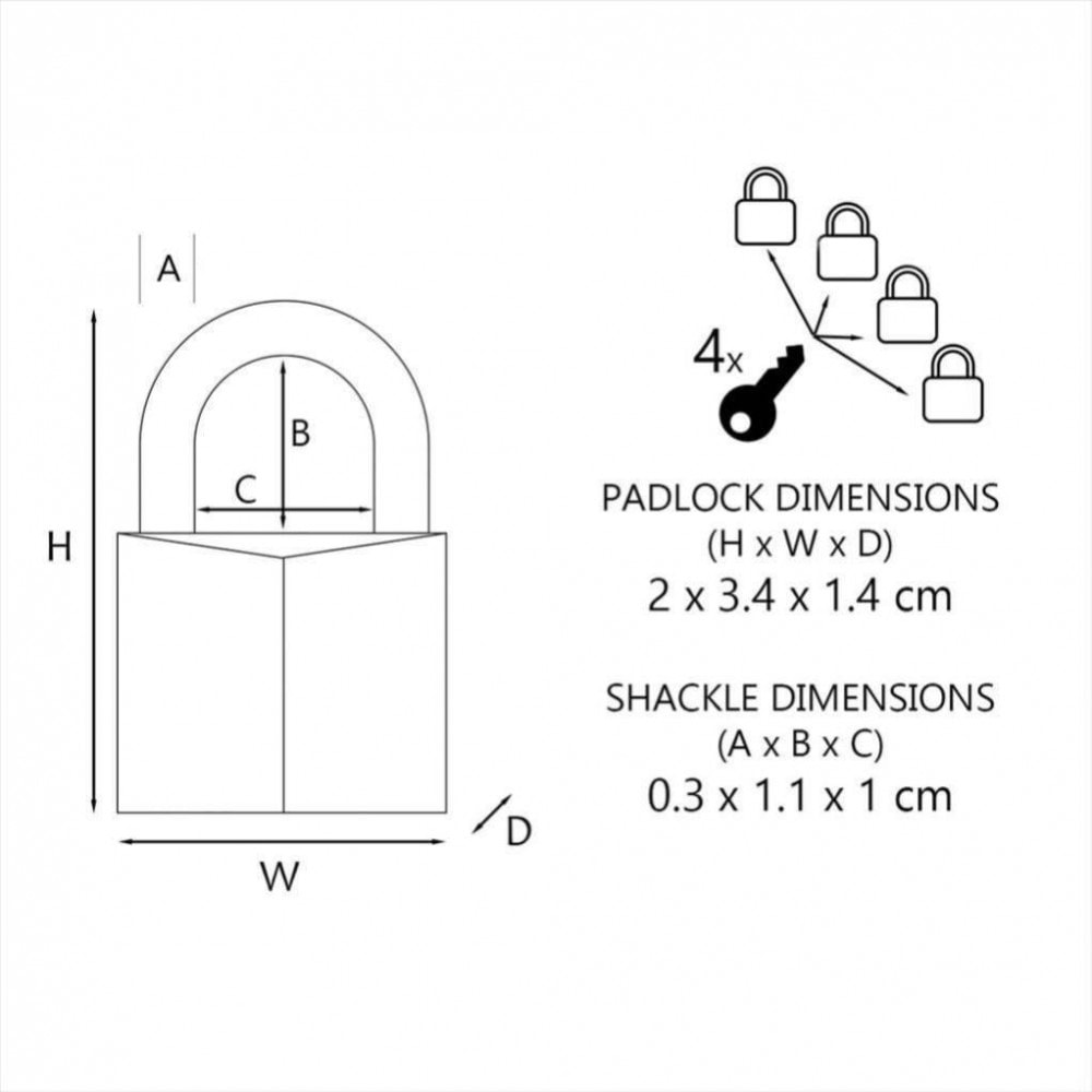 Master lock Lot de 4 cadenas à clé MASTER LOCK aluminium, l.20 mm pas cher  