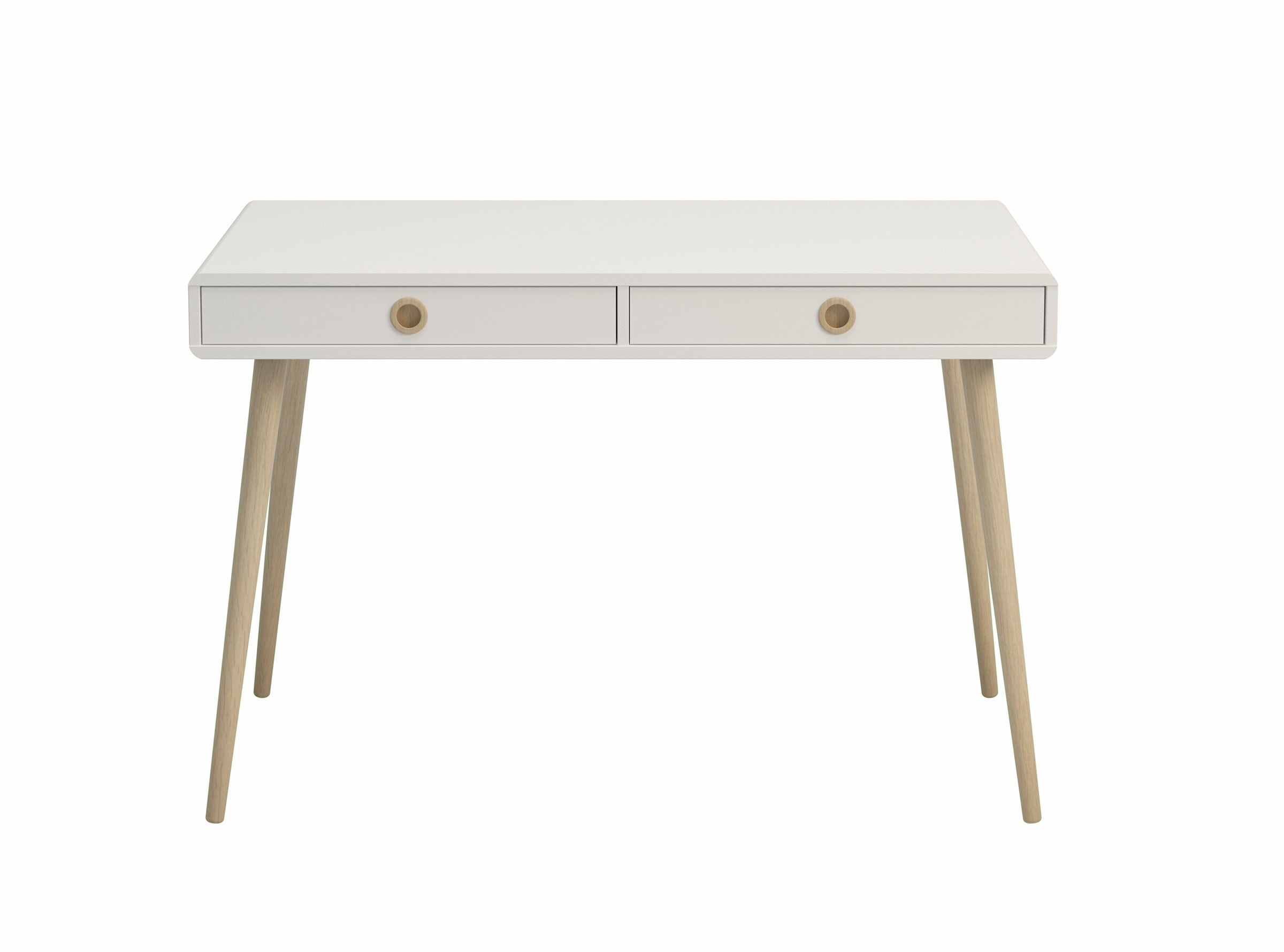 Pegane - Table de bureau en MDF coloris Blanc, chêne - Longueur 98