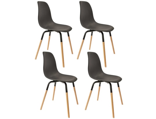 Lot De 4 Chaises Scandinave Noir, pieds en Métal Décor Bois - Chaise Pas  Cher