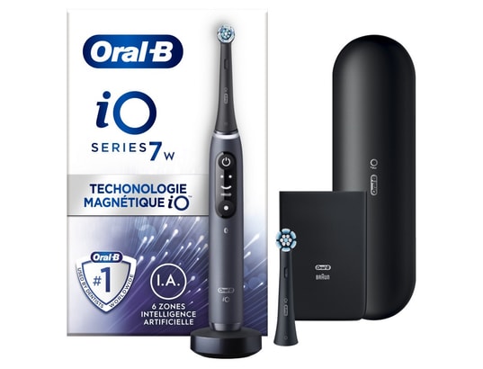 Oral-b io 7w - avec etui de voyage et pochette pour chargeur - noire -  brosse à dents