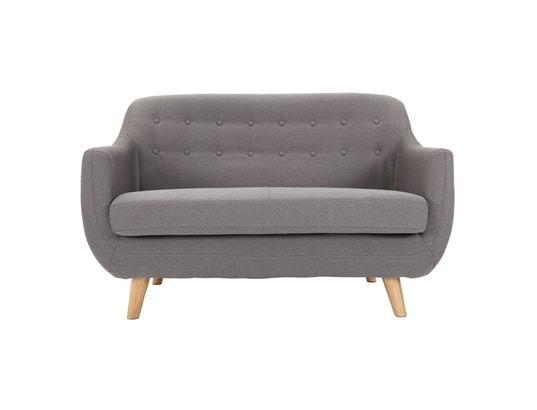 P40 Vidaxl Canape Chesterfield A 2 Places Revetement En Tissu Gris Fonce