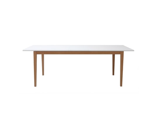 Table A Manger Design Extensible Blanche Pieds Bois 180 260cm