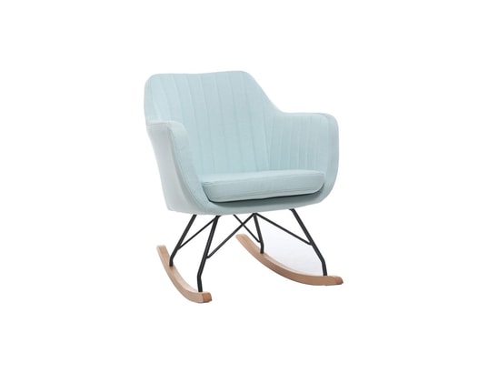 Fauteuil Rocking Chair Scandinave Tissu Menthe à Leau Aleyna