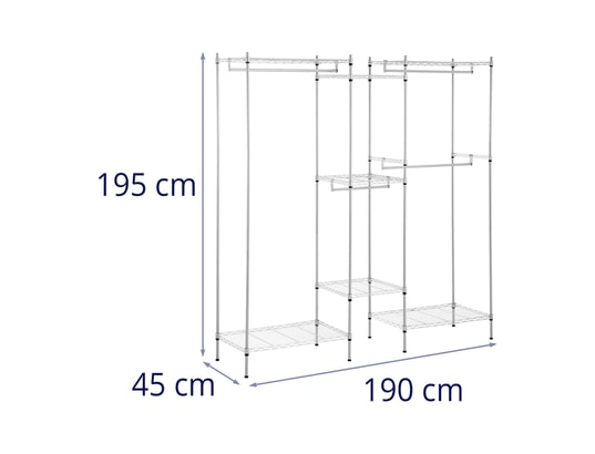 Portant à vêtements 190 x 45 x 195 cm 210 kg portant à vêtements solide  porte-vêtement en métal 14_0005195