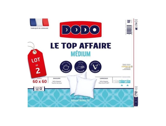 DODO Lot de 2 Oreillers Le Top Affaire - 60 x 60 cm - 100