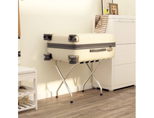 Porte-bagages En Bambou VidaXL 68,5x38x58cm - Pliable, Support Valise Jusqu'à 70kg