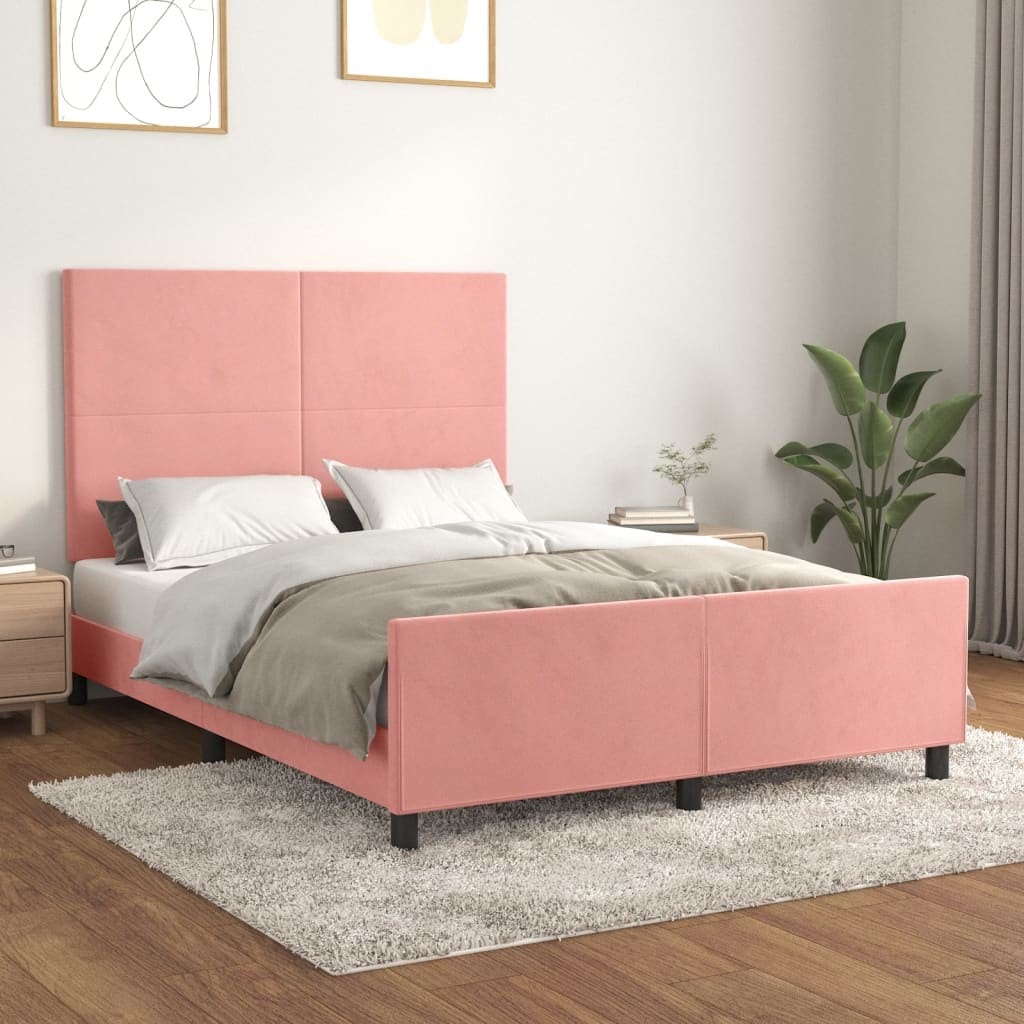 Tête de lit pas cher en tissu rose 140 cm pour chambre adulte