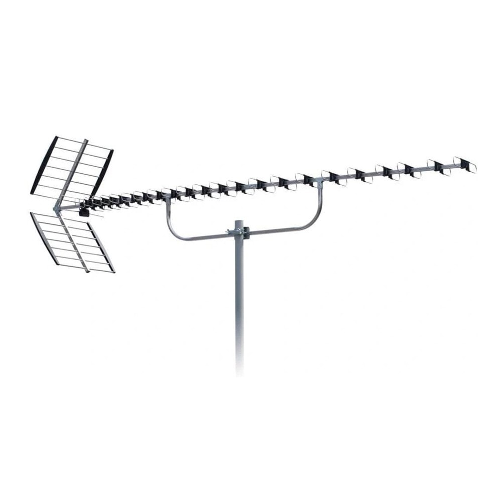 Antenne TV TNT DVB-T2 Intérieure/extérieure Romicta Avec Amplificateur 24dB | Réception HD/4K, DAB+ | Câble Coaxial 5m | Portée 360°
