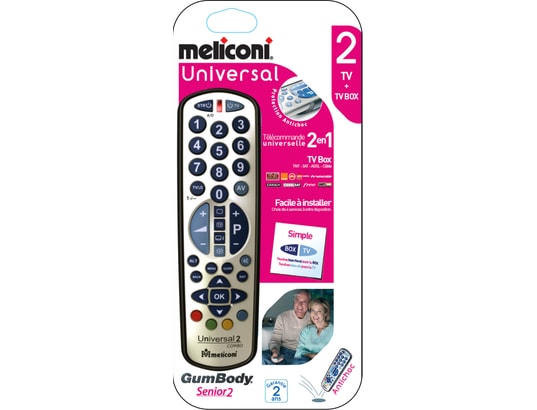 Meliconi - Gumbody senior 2.1, télécommande universelle tv & décodeur  rubber body