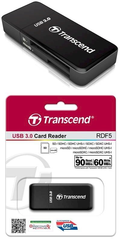 TRANSCEND Lecteur de cartes USB3.0 SD/microSD Format Cle USB TS-RDF5K  TRANSCEND Pas Cher 