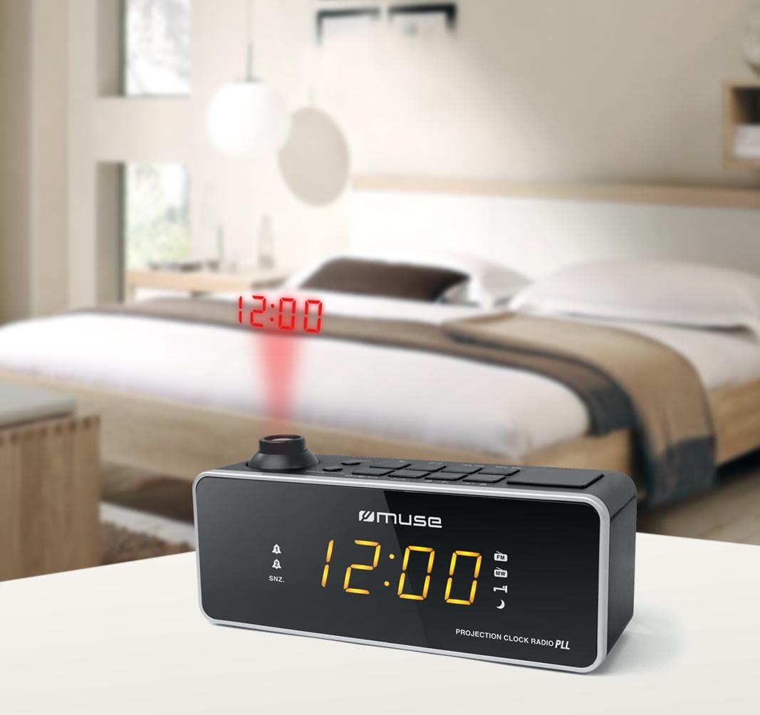 Radio réveil double alarme avec projecteur noir - m188p - muse au meilleur  prix