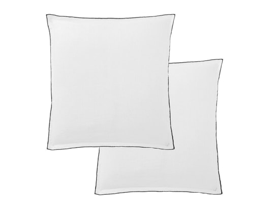 Lot 2 taies d'oreiller en lin lavé 65x65 - Blanc et Couleurs