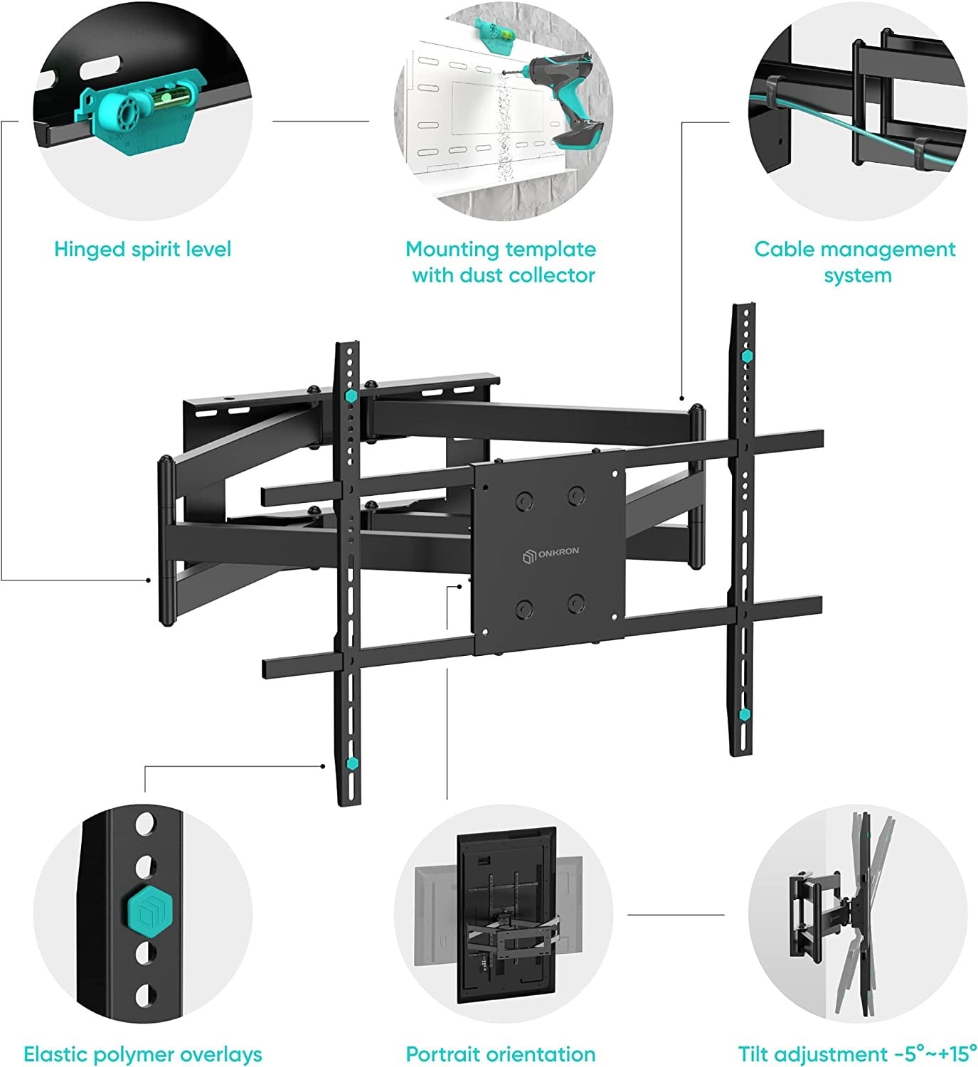 ONKRON Support TV Mural Fixe Pour écrans 13-42 Vesa 75x75