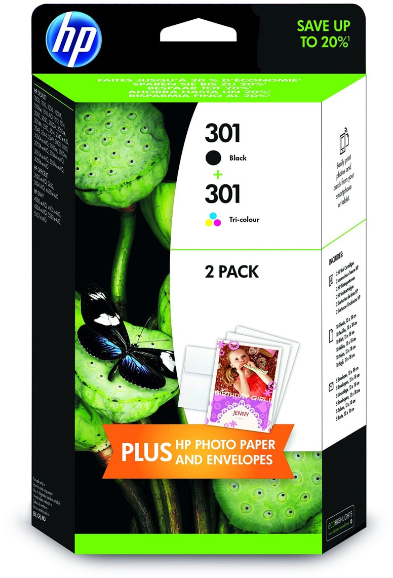HP 301 Pack cartouche de 4 couleurs pour imprimante jet d'encre