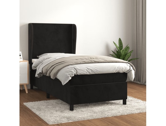 Maison Exclusive - Lit à sommier tapissier et matelas Noir 80x200 cm Tissu