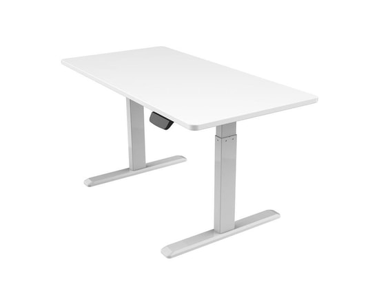 Bureau Electrique Assis Debout 120x75cm Hauteur 62 128cm Plateau Blanc Pied Gris Kimex 150 2412k Pas Cher Ubaldi Com