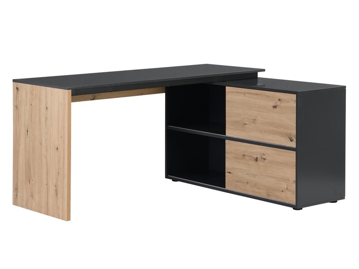 Vente-Unique - Bureau d'angle avec rangements - MDF - Naturel et