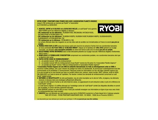 Taille-haies ryobi - rht36c61r20s - 36v maxpower - 1 batterie 2,0 ah - 1  chargeur RYOBI