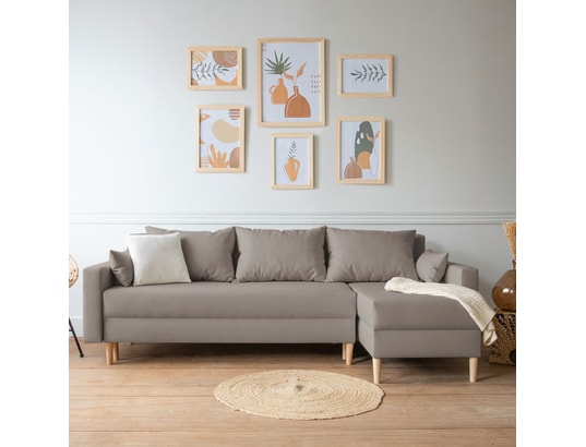 Canapé d'angle convertible antoni 3 places taupe HAPPY GARDEN Pas Cher