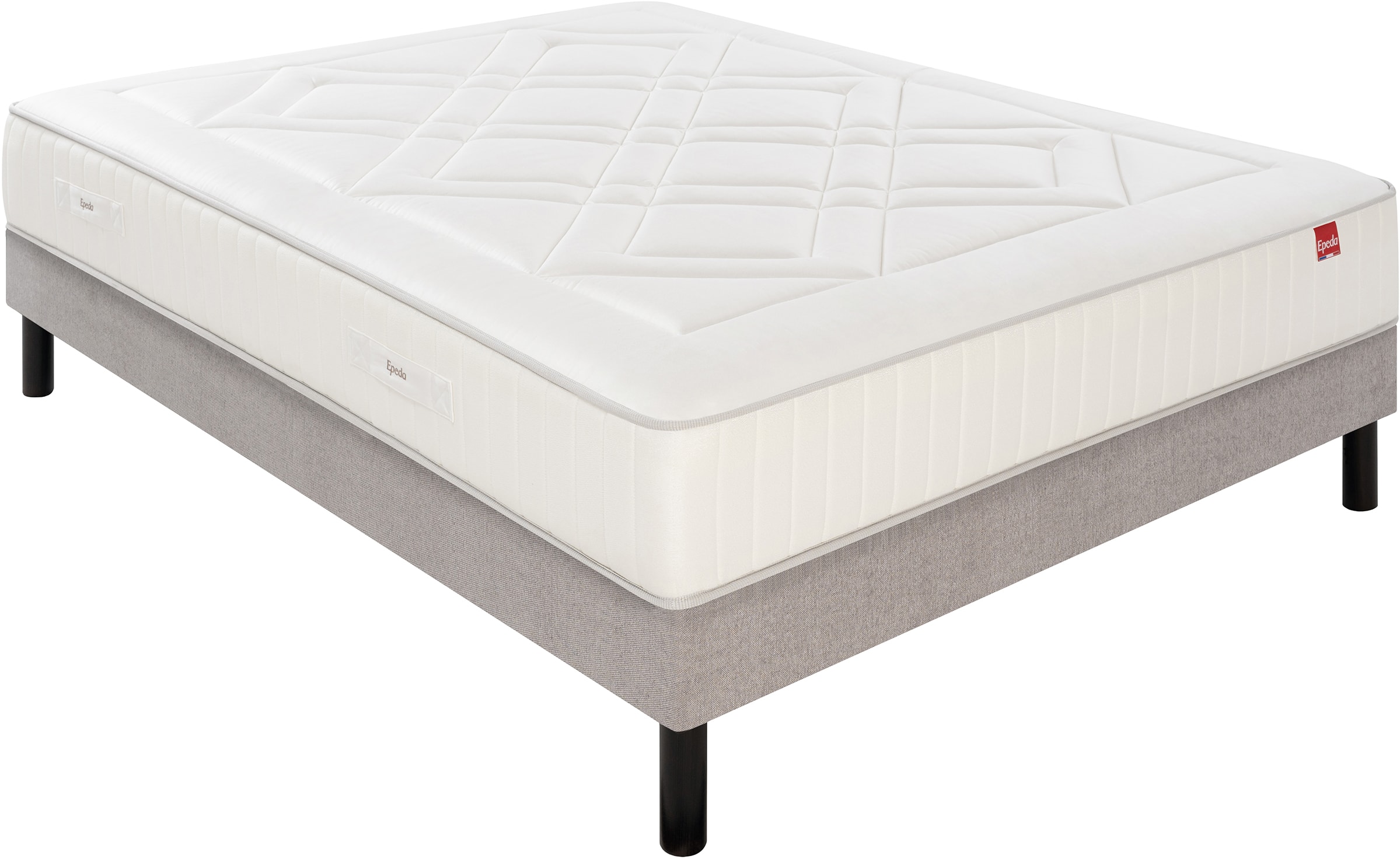 Matelas + sommier 140x190 cm Mémoire de forme 16cm + Sommier deco tissu  gris 140x190cm - Conforama