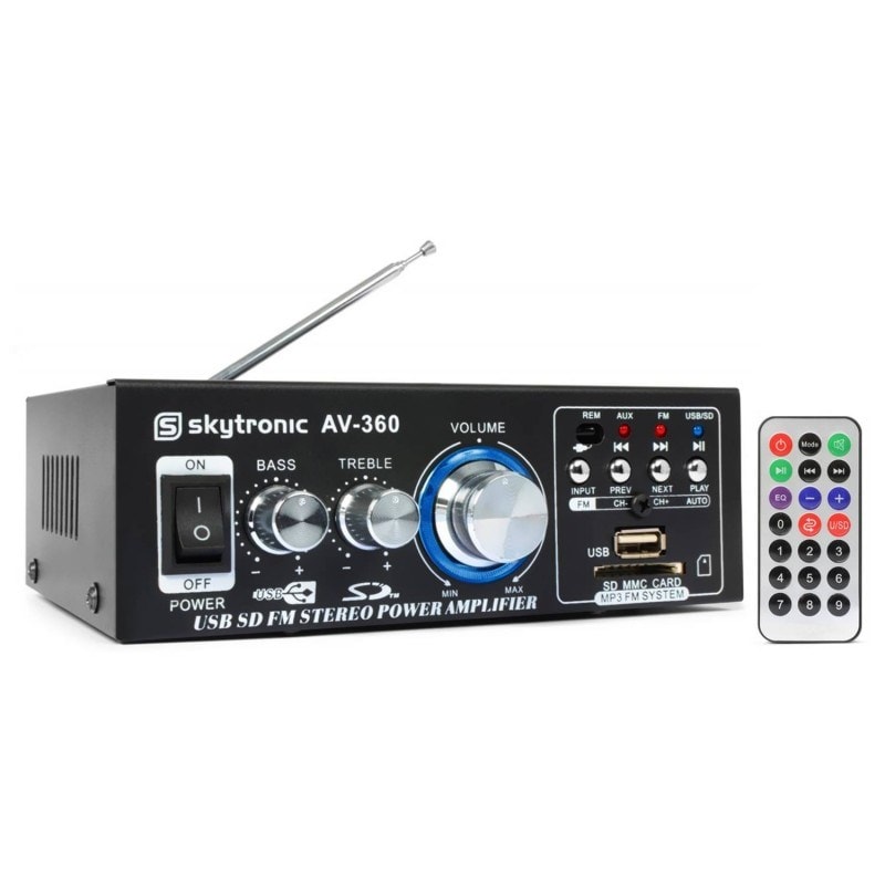 SkyTronic Amplificateur karaoké 2x40W - FM/SD/USB/MP3 + Télécommande AV-360  GEFROY SA50689A