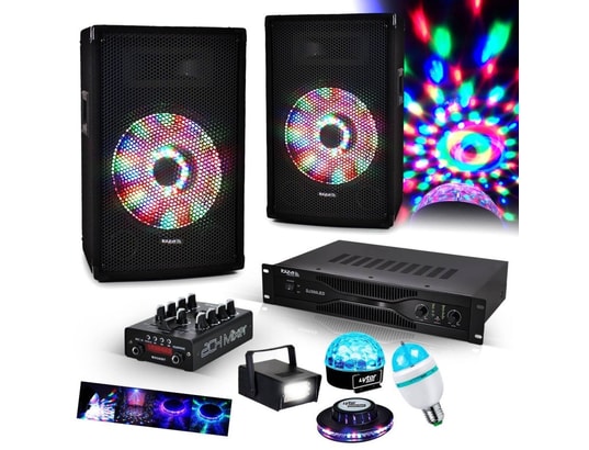 Pack Karaoké Enfant Ibiza sound 2x50W STAR2MKII, Port USB/SD avec  contrôles, Jeu de lumière BALL6 multi LED RVB