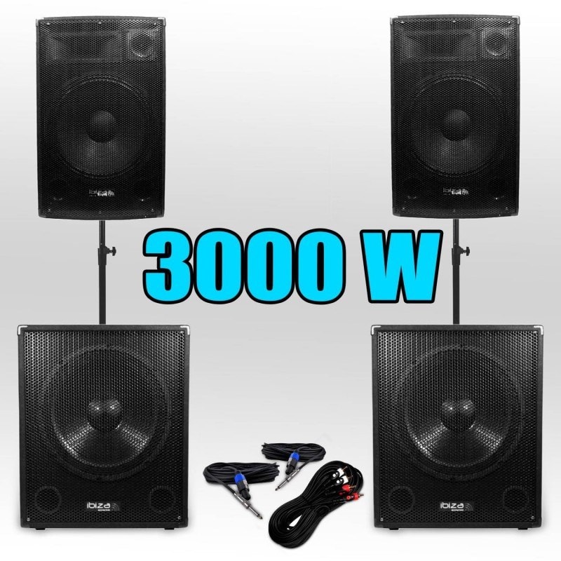 Pack 151515 Sono DJ 3000W Caissons bi-amplifié IBIZA SOUND S150237A