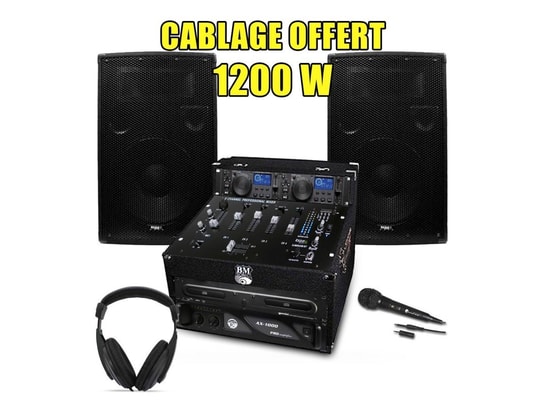 PACK SONO DJ Complet 1200W Ampli Double Lecteur CD MY DEEJAY S150242A