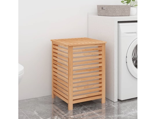 vidaXL Panier à linge blanc 88,5x44x76 cm Bois massif de pin - Achat & prix