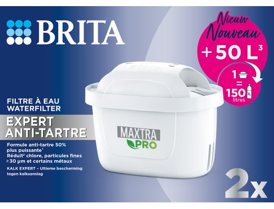 Pack de cartouches filtrantes BRITA FRANCE Pack 2 filtres à eau MAXTRA PRO-  LIMESCALE EXPERT Pas Cher 