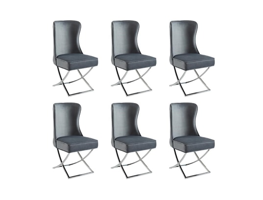 Lot 6 chaises chromé gris DEA - Table/Chaise Capitonné Pas Cher..