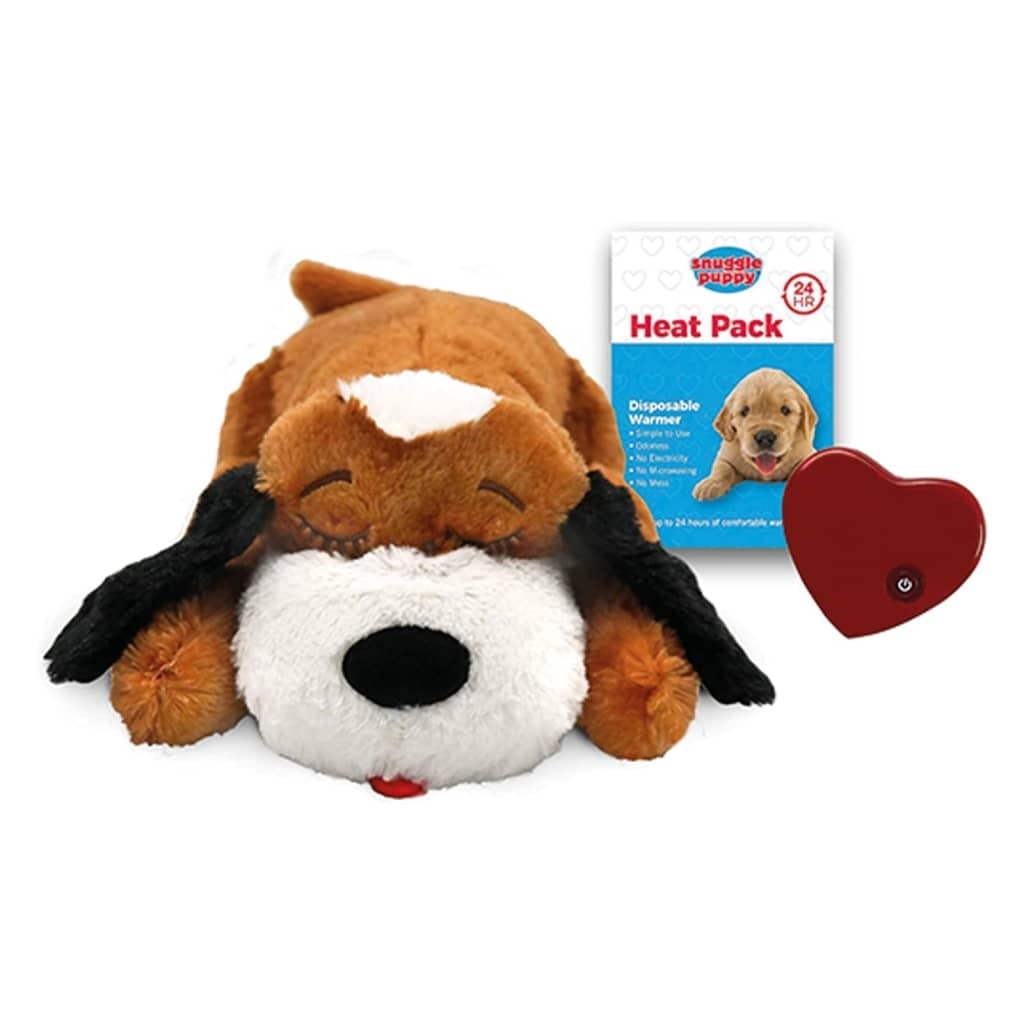 Snuggle puppy jouet en peluche pour chien heartbeat marron et