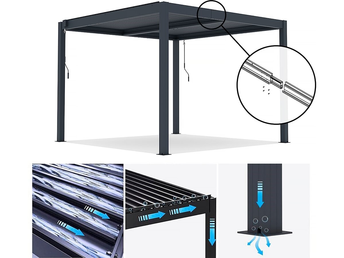 Pergola Bioclimatique Avec Led "windsor Premium" En Aluminium 3 X 4 Taupe Habitat Et Jardin 6658a9a3eeb561ac40f96f13