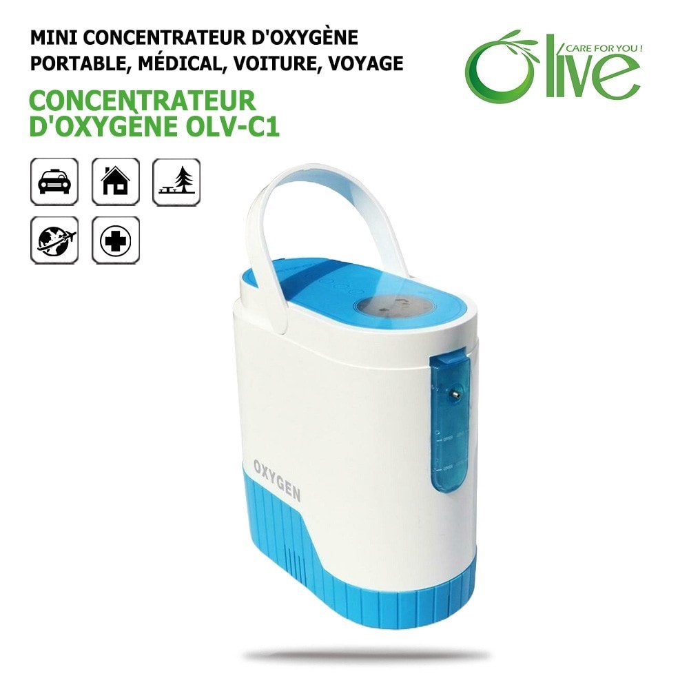 Mini concentrateur d'oxygène portable olv-c1 usage médical, faible bruit  moins de 40db, débit 1-5l/min, batterie de secours OPTEX