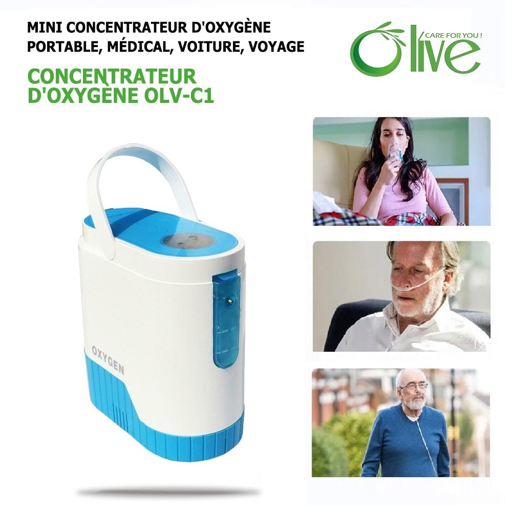 Mini Concentrateur d'Oxygène Portable OLV-C1 Usage Médical, Faible Bruit  Moins de 40db, Débit 1