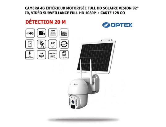 Camera 4G Extérieur Motorisée FULL HD Solaire Vision 92° IR, 20 M