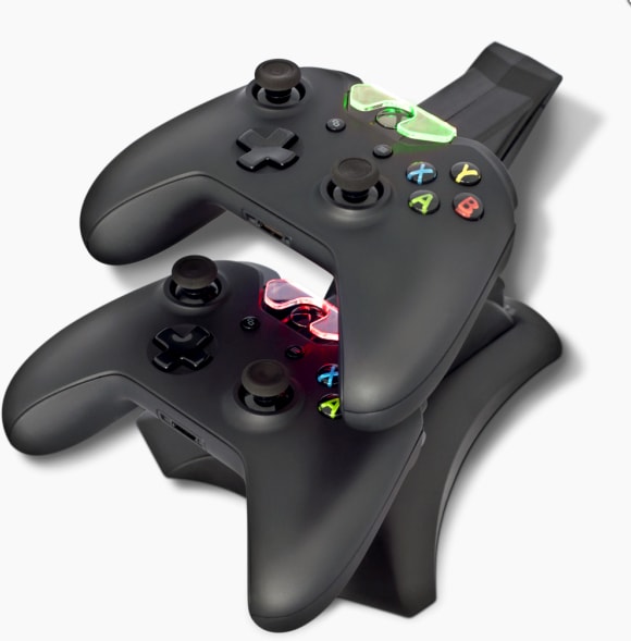 Socle pour Xbox avec station de charge double pour manettes et rangeme