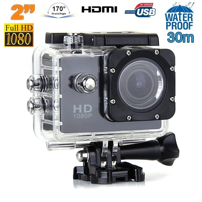 Caméra sport étanche 30m action 1080p 12MP Argent 32 Go