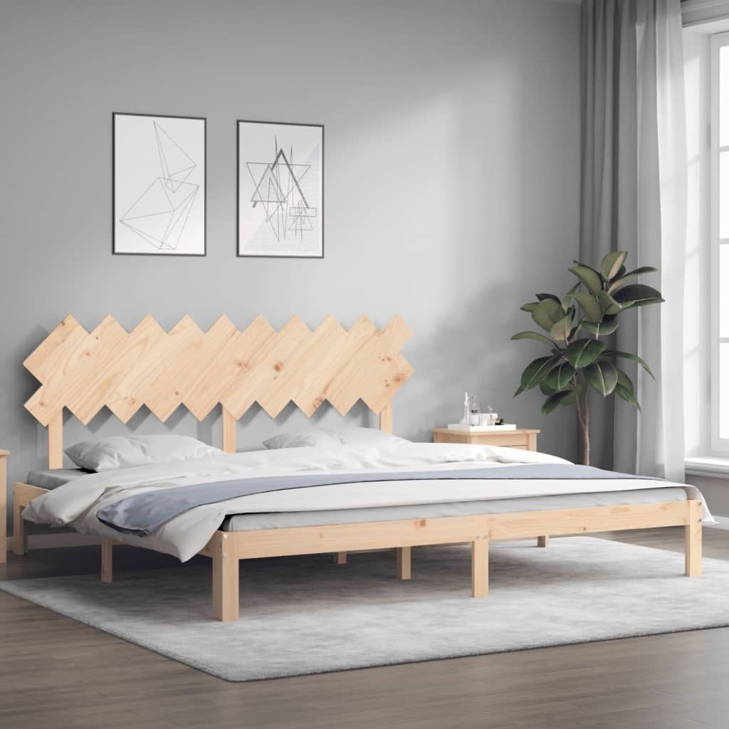 vidaXL Cadre de lit avec tête de lit gris 200x200 cm bois massif - Achat &  prix